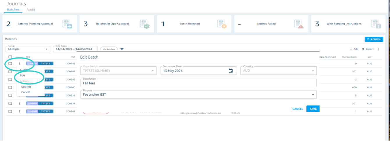 How to edit batch details